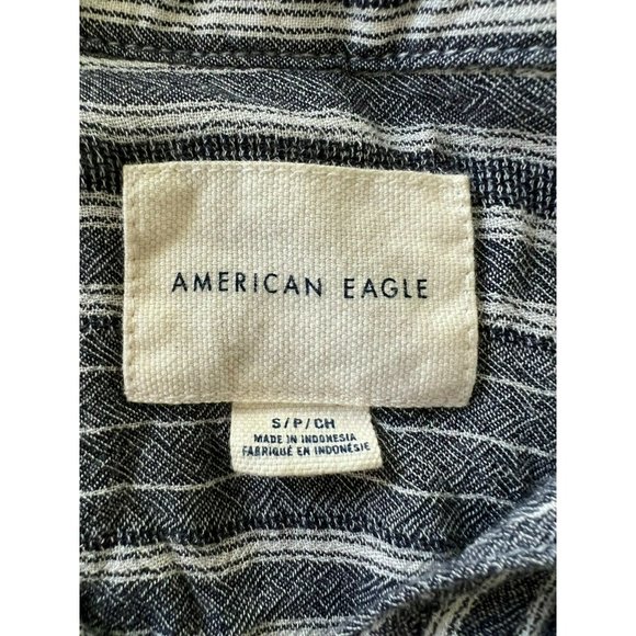 AMERICAN EAGLE OUTFITTERS  Button Front Tie Waist Stripe Gray White Small - Picture 7 of 12